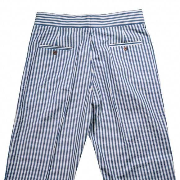 Mens 34 Gurkha Pants Blue White Striped Cotton Flat Front Straight Fit Trousers - Picture 6 of 8